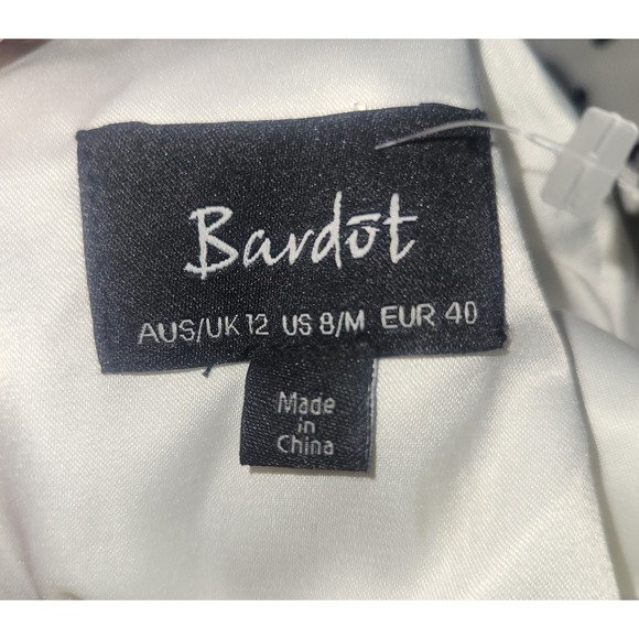 Bardot Women White Black Polka Dot Ruched Ruffle Mini Dress Size 8 M US 12 UK - Picture 8 of 11